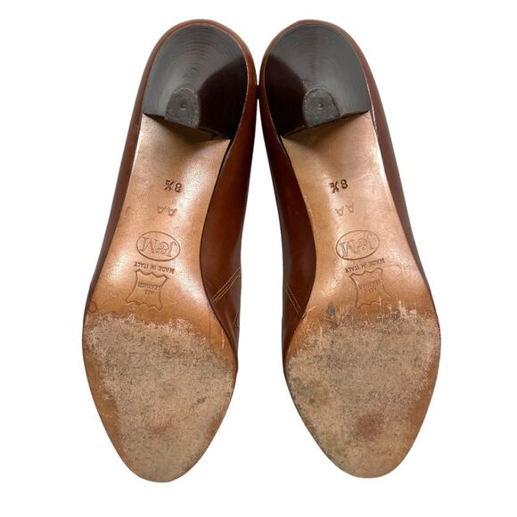 Johnston & Murphy Womens Pump Heel Leather Peep Toe Brown Sz 8.5AA Made in Italy - Picture 9 of 9